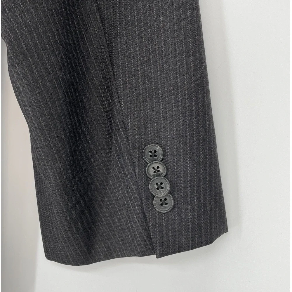 John W. Nordstrom Blazer 42R Gray Pinstripe 2-Button Wool Jacket Loro Piana